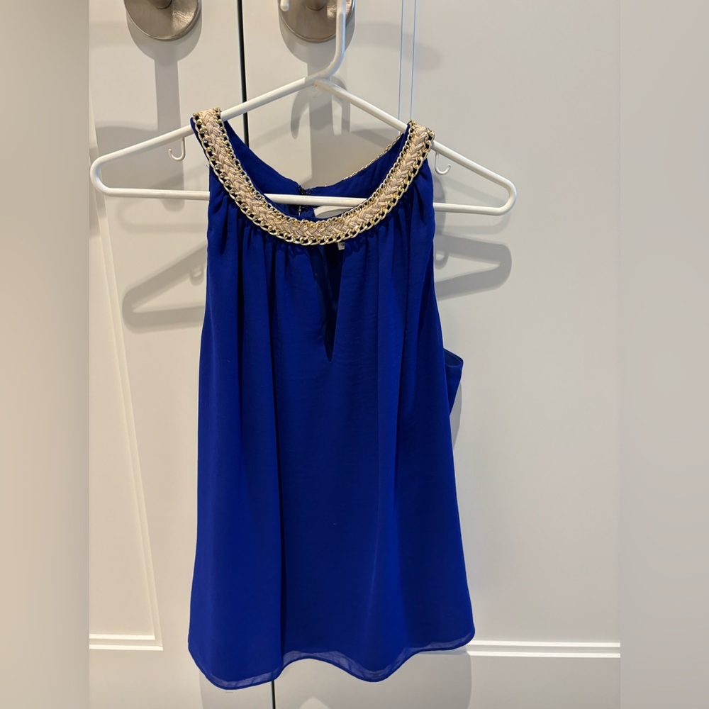 Dark blue/purple halter with embellished neck